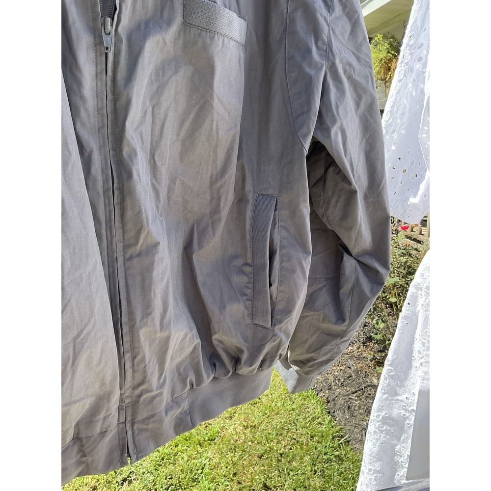 VTG Towncraft Bomber Jacket Men's L Gray Zip Up Epaulet Military Style 80s 90s - Picture 8 of 11